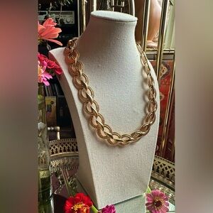1980's Napier Chains of Love Chunky Glam Gold Double Rope Chain Link Necklace